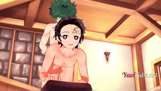 Boku No Hero Kimetsu No Yaiba Yaoi Hentai 3D - Tanjiro Deku Having Sex