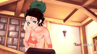 Boku No Hero Kimetsu No Yaiba Yaoi Hentai 3D - Tanjiro Deku Having Sex