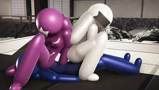 Among Us Porn - Blue Fucks White and Pink - Futanari