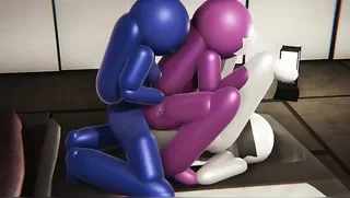 Among Us Porn - Blue Fucks White and Pink - Futanari